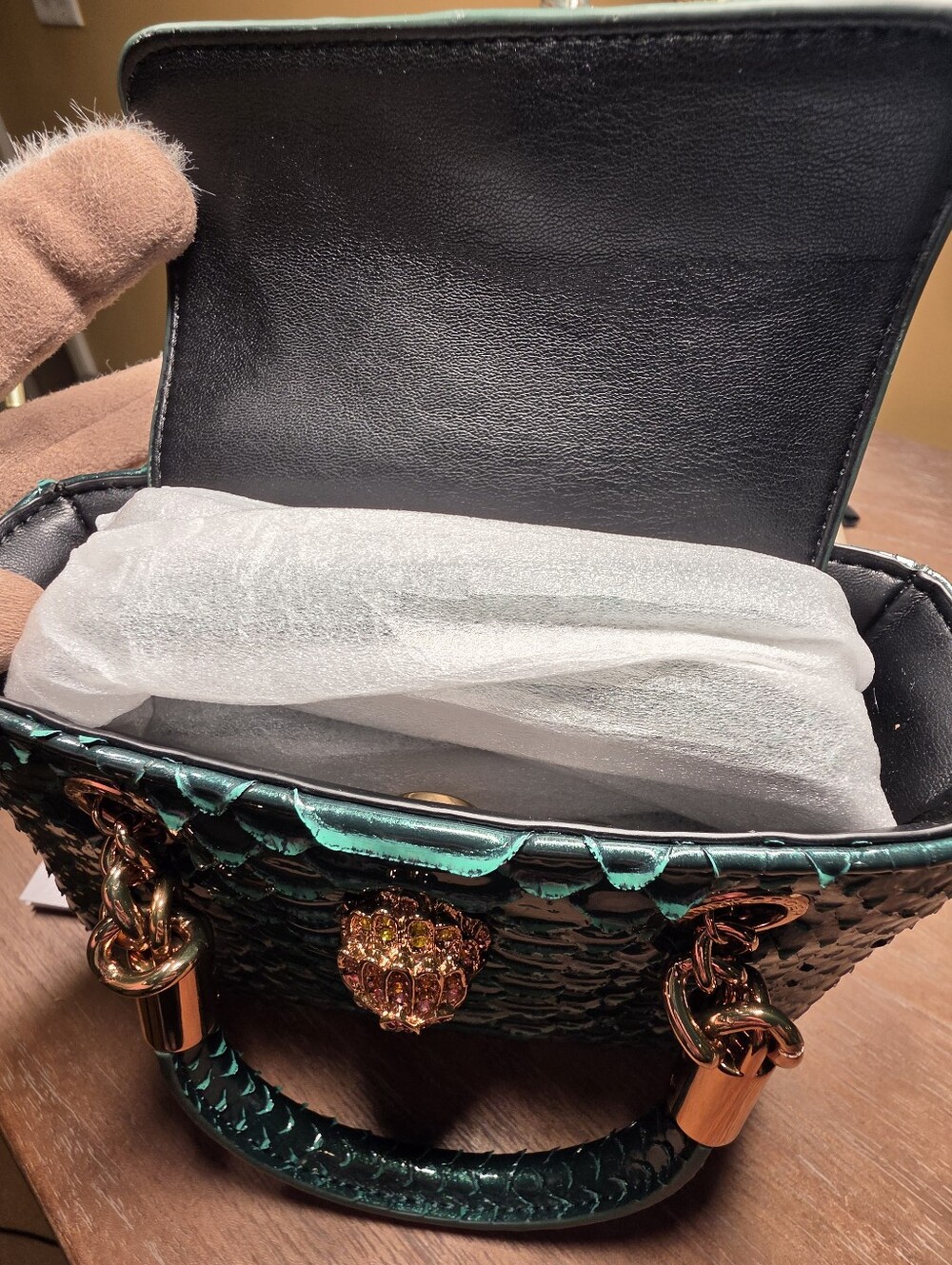 Kurt Geiger Green Snake-Embossed Crossbody Bag w/ Wallet NWT! (Retail $535) - Picture 11 of 16
